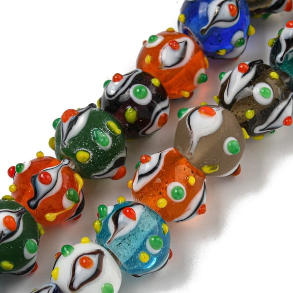 Handmade Lampwork Beads Strands Bumpy Round Mixed color 13.5~15mm in diameter Hole: 1.2~1.4mm 20pcs