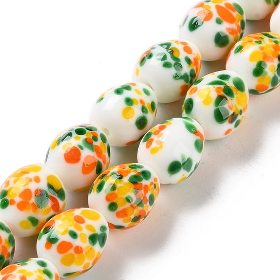 Handmade Lampwork Beads Strands Dinosaur Egg Colorful 16.5x13.5mm Hole: 1.4mm about 30pcs/strand 19.29''(49cm)