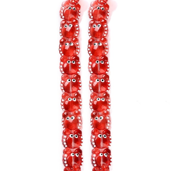 Handmade Lampwork Beads Strands with Enamel Crab Red 12~13x13~14x6~7mm Hole: 1mm about 30pcs/strand 13.39 inch(34cm)