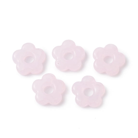 Handmade Lampwork European Beads Large Hole Beads Flower Pink 15-16x4-6mm Hole: 4.8mm
