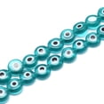 thumbnail image 1 of Handmade Lampwork Flat Round Bead Strands Dark Cyan 10x4mm Hole: 1mm about 38pcs/strand 14.96 inch, 1 of 3