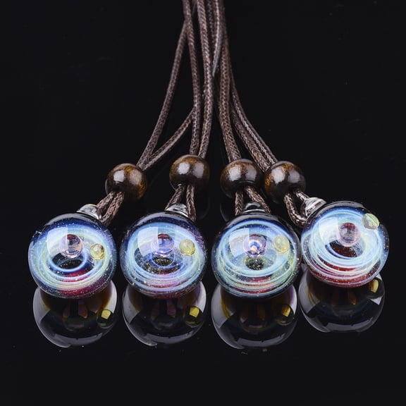 Handmade Lampwork Pendants Galaxy Universe Ball with Two Color Small Ball Inside Colorful 27~28x20~21x19~20mm Hole: 3mm DIY