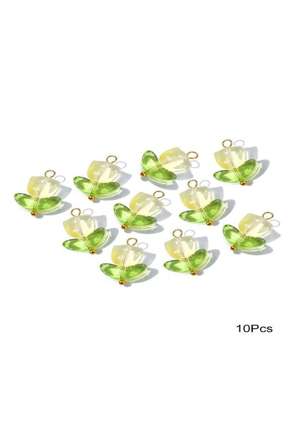 Handmade Lampwork Pendants with Brass Loops Flower Light Khaki 20mm Hole: 2mm