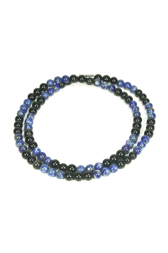 Handmade Lapis Lazuli Crystal Necklace - Genuine Gemstone Healing Mala | Magnet Clasp Protection Prosperity Beaded Necklace - Real Choker Jewelry Gift for, Womens, Mens |17
