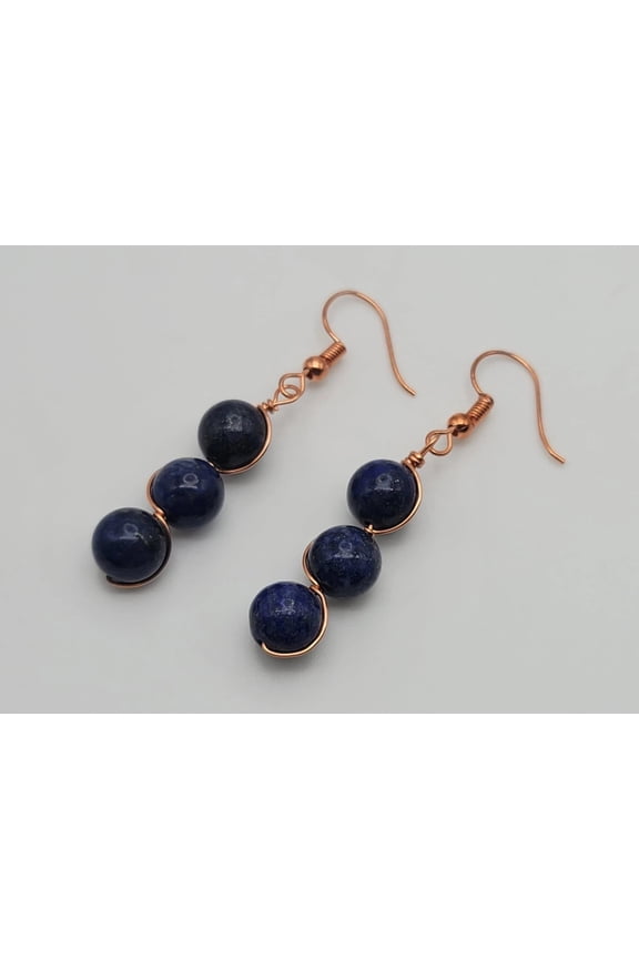 Handmade Lapis Lazuli Natural Drop Earrings , Stone Earrings