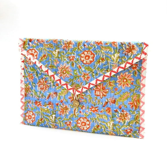 Handmade Laptop and Tablet Sleeve Bag - Premium Protective Case for 14 Inch Under Laptops and Tablets, Slim & Lightweight Cover with Padded Interior (Blue & Pink)