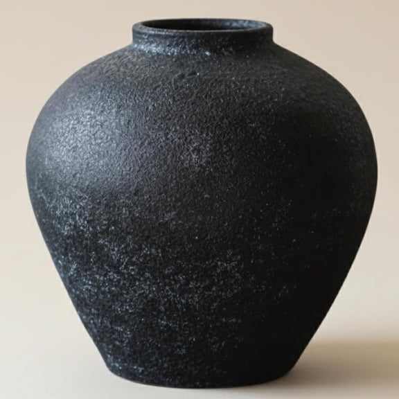 Handmade Large Rustic Ceramic Vase Tall, Farmhouse Stone Decor, Big Round Vase Living Room Home Decor, Earthy Textured Large Vases for Centerpieces Console Table