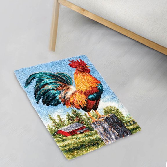 Handmade Latch Hook Carpet Animal Pattern Crochet Tapestry Door Mat for