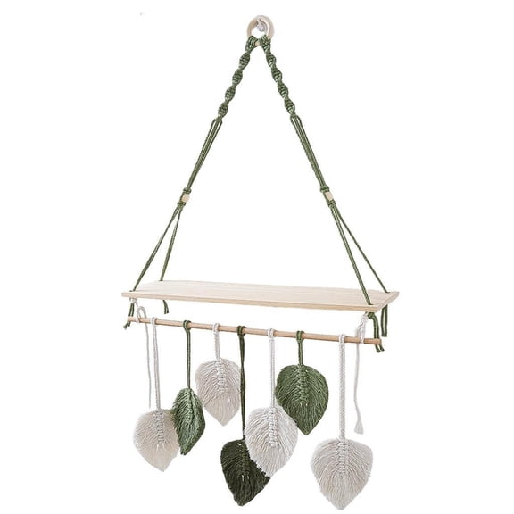 Handmade Leaf Tassels Hanging Tapestry Storage Rack for Bedroom or Living Room