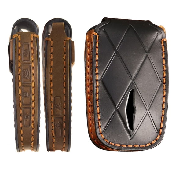 Handmade Leather 6 Button Key Fob Cover for Hyundai Genesis G90 GV60 2023 Smart Key Keyless Full Protection Key Fob Case with Keychain