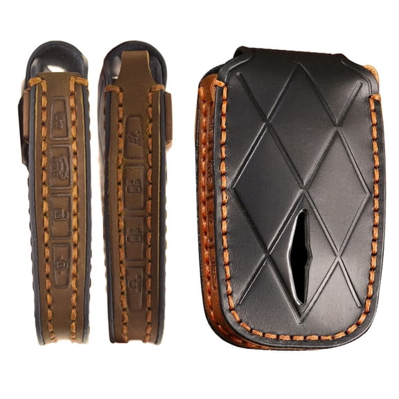Handmade Leather 8 Button Key Fob Cover for Hyundai Genesis G90 GV60 2023 Smart Key Keyless Full Protection Key Fob Case with Keychain