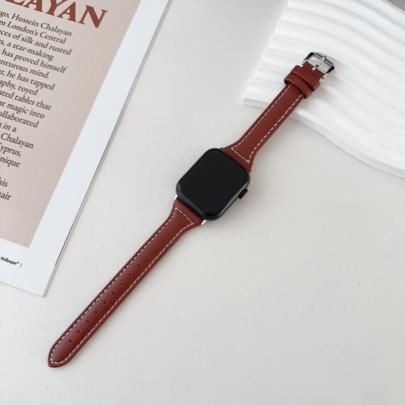 Handmade Leather Apple Watch Band, Vegetable Tanned Leather, Oil-Waxed Watch Straps Replacement 41mm 40mm 38mm for iWatch Series 9 8 7 6 5 4 3 2 1 for Men Women,Brown