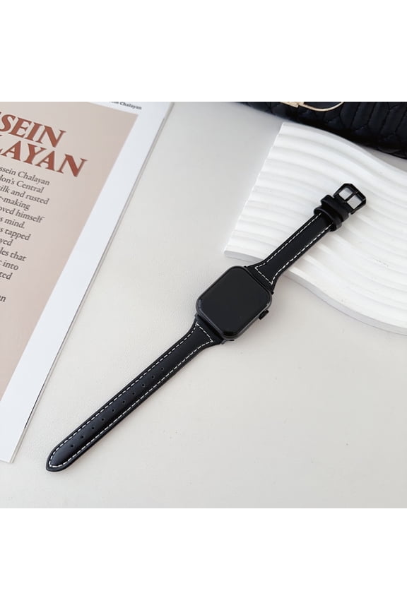 Handmade Leather Apple Watch Band, Vegetable Tanned Leather, Oil-Waxed Watch Straps Replacement 49mm 45mm 44mm 42mm for iWatch Ultra 2 Series 9 8 7 6 5 4 3 2 1 for Men, Women, Black