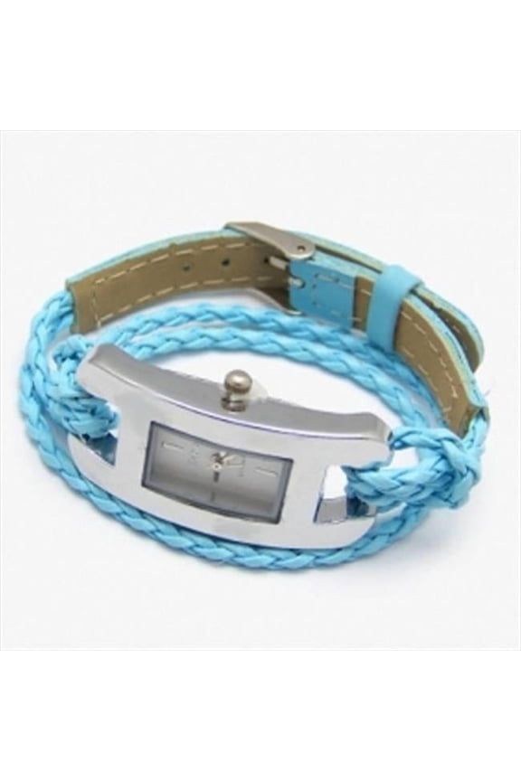 Handmade Leather Bracelet Watch- Blue