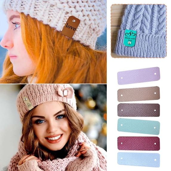Handmade Leather Crochet Hook Label Custom Name Text DIY Sewing Stickers For Hats Scarves Yarn Crafting Accessories