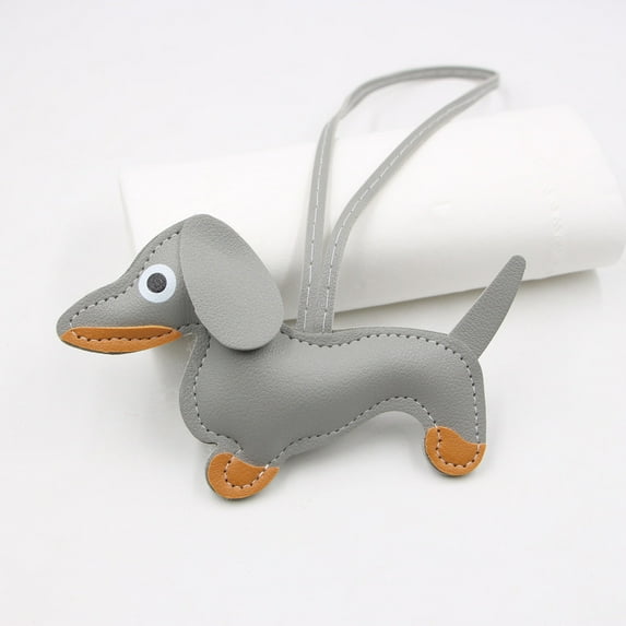 Handmade Leather Dachshund Keychain Dog Leash Pendant for Car Keys Backpack Purse Charm Handcrafted Durable Sausage Dog Rope Accessory Gift