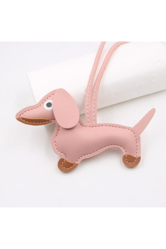 Handmade Leather Dachshund Keychain Dog Leash Pendant for Car Keys Backpack Purse Charm Handcrafted Durable Sausage Dog Rope Accessory Gift