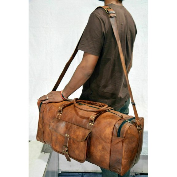 Handmade Leather Duffle Travel Weekend Sports Gym Bag