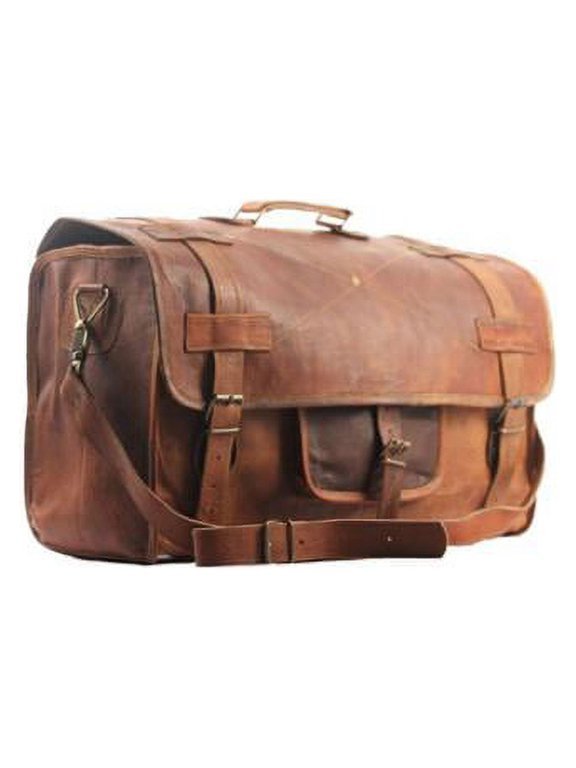 Handmade Leather Flap duffel travel gym overnight weekend leather bag Leather Carry- on luggage,