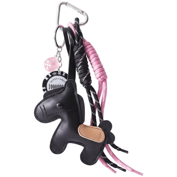 Handmade Leather Horse Keychain Bag Charm, Trendy Animal Purse Charm Hand Woven Rope Horse Keyring Key Chain Aesthetic Purse Bag Accessories