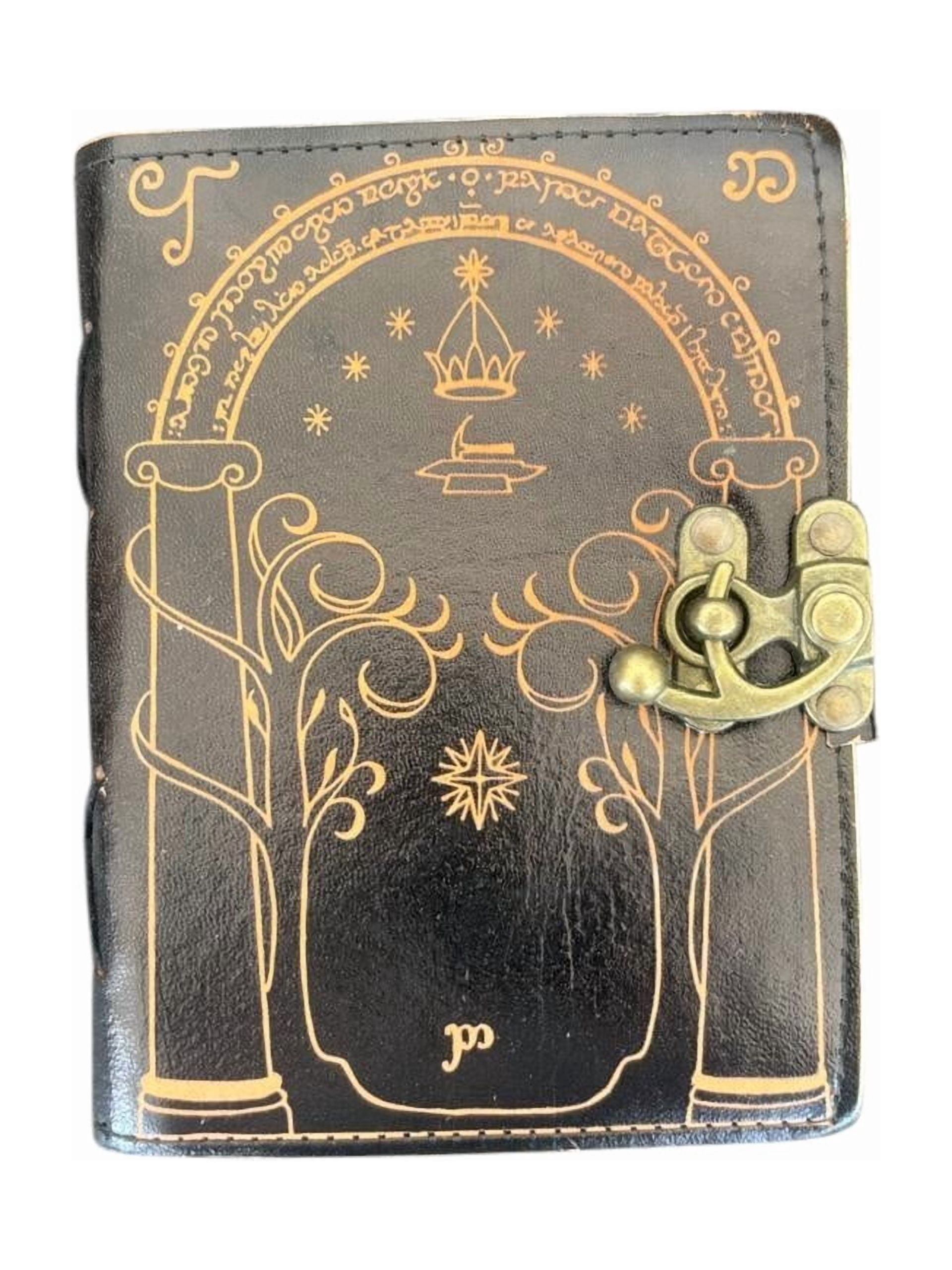Handmade Leather Journal 5x7 Inch – Vintage Door Design Cover, Deckle Edge Paper Notebook, Lock Diary, 200 Pages