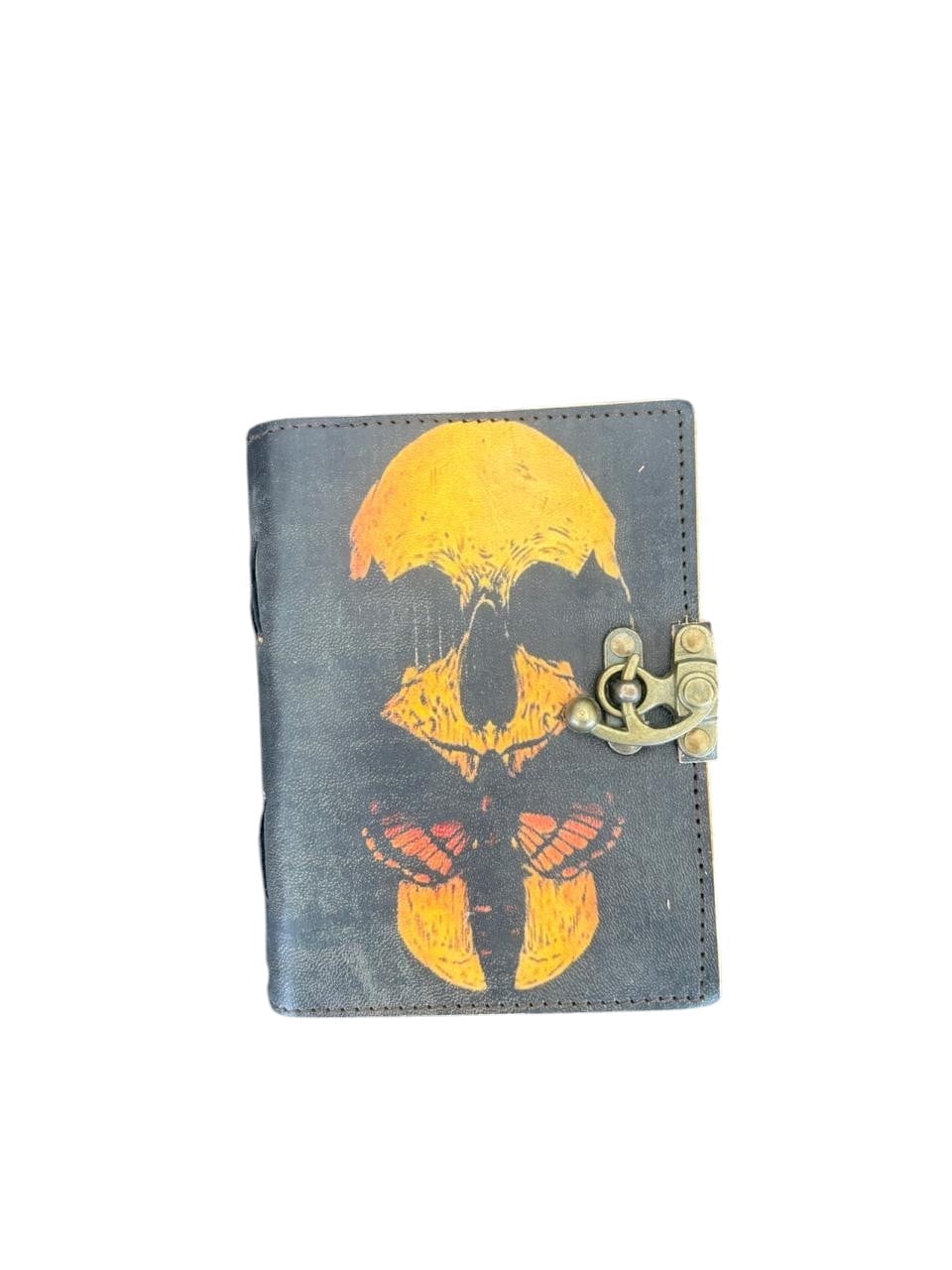 Handmade Leather Journal 5x7 – Skull Design Vintage Diary with Deckle Edge Paper, 200 Pages, Lock Closure