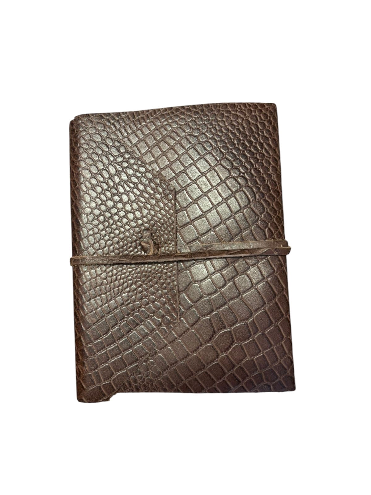Handmade Leather Journal 6x8 Inch – Crocodile Texture Vintage Notebook with Lined Pages, Rustic Writing Diary