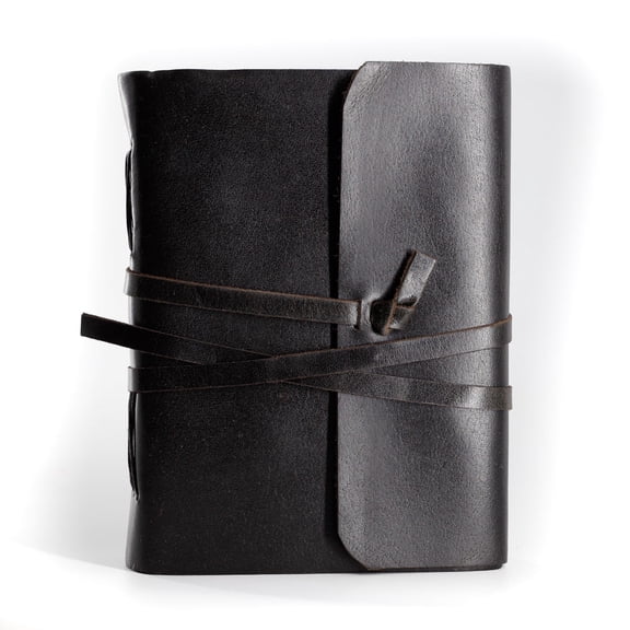 Handmade Leather Journal – 8×6 Inch Unlined Writing Notebook for Men & Women, Plain Black Cover, Sketchbook & Diary Gift for Artists