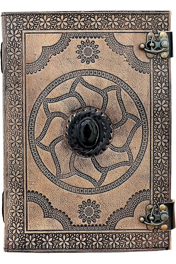 Handmade Leather Journal Diary Embossed Vintage Black Stone Leather Journal | Antique Journal With Lock
