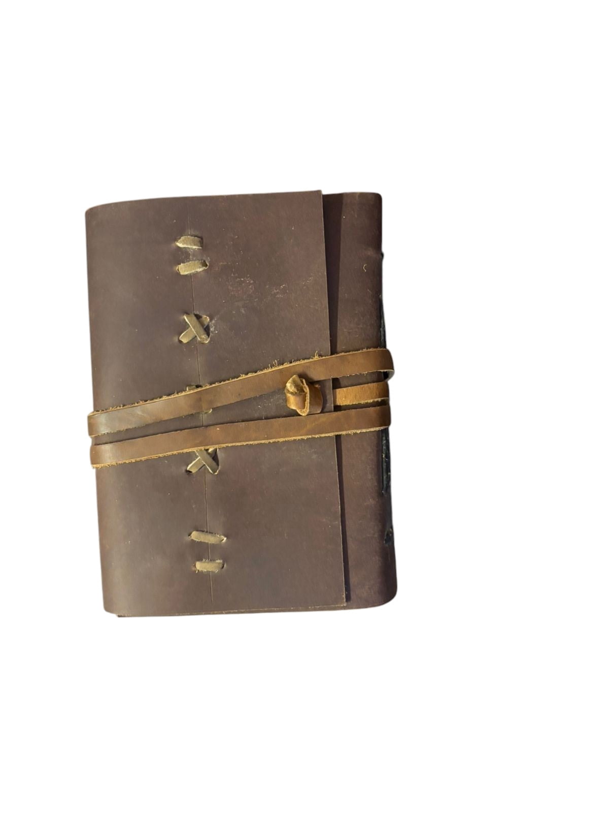 Handmade Leather Journal Notebook – Vintage Brown Diary with White Lined Paper, 5x7 Inch Rustic Writing Journal with Wrap Closure