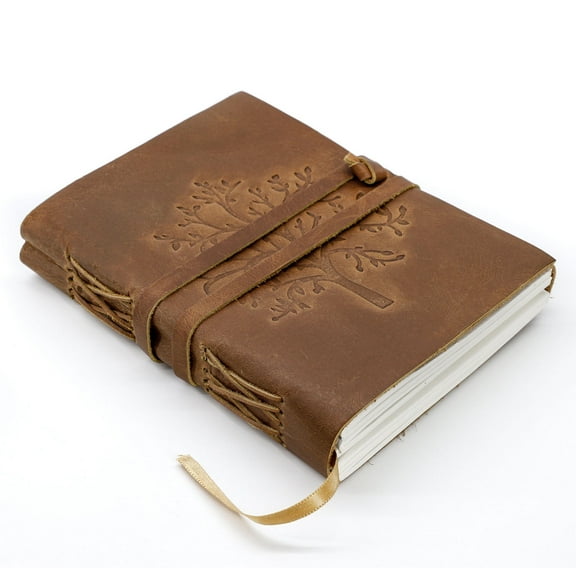 Handmade Leather Journal/Writing Notebook Diary/Bound Daily Notepad for Men & Women Unlined Paper Medium, Writing pad Gift for Artist, Sketch (Dark Brown, 7 X 5)