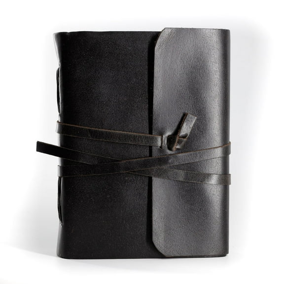 Handmade Leather Journal – 8×6 Inch Unlined Writing Notebook for Men & Women, Plain Black Cover, Sketchbook & Diary Gift for Artists