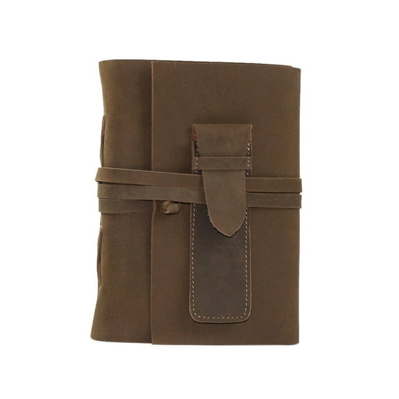 Handmade Leather Journal with Pen Case - Blank Deckle Edge Paper Notebook