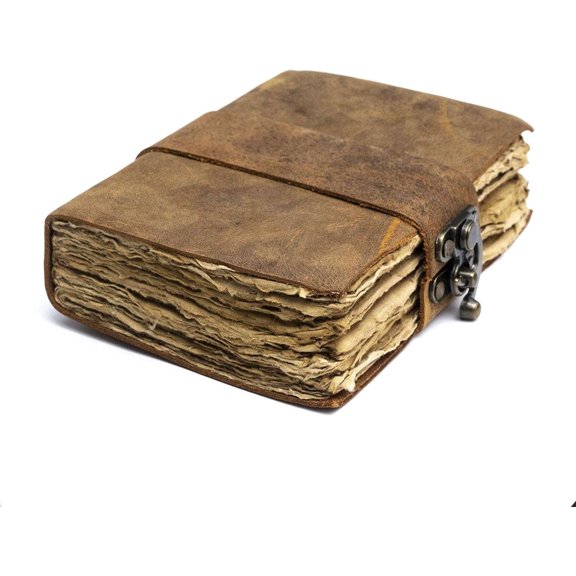 Handmade Leather Journal with Vintage Lock, 240 Pages Handcrafted Paper, Premium Genuine Leather (Brown)