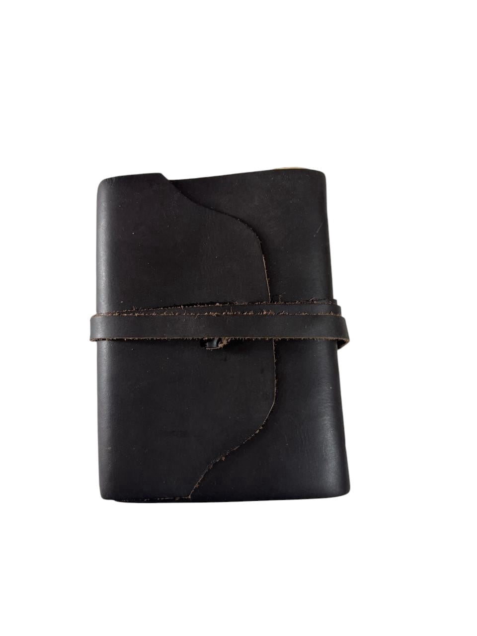 Handmade Leather Journal with Wrap Closure – Rustic Vintage Notebook, 5x7 Inch, Deckle Edge Pages