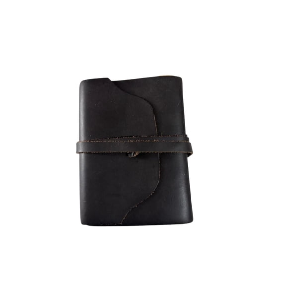 Handmade Leather Journal with Wrap Closure Rustic Vintage Notebook, 5x7 Inch, Deckle Edge Pages