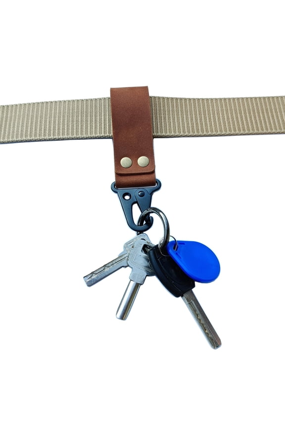 Handmade Leather Key Ring Holder, leather Belt Loop Key Keeper for men