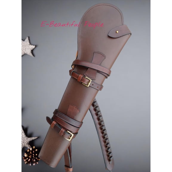 Handmade Leather Rifle Scabbard 22" Long Fits 14"-18" Barrel E-Beautiful People