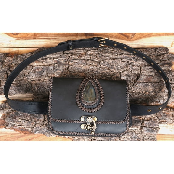 Handmade Leather Waist Belt with Concho, Fits 28-54 in Waist