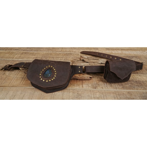 Handmade Leather Waist Belt with Swing Clasp, Adjustable, Brown