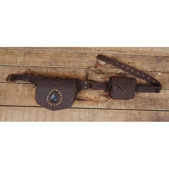 Handmade Leather Waist Belt with Swing Clasp, Adjustable, Light Brown