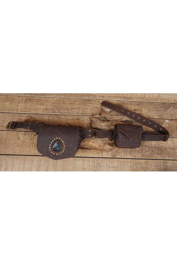 Handmade Leather Waist Belt with Swing Clasp, Adjustable, Light Brown