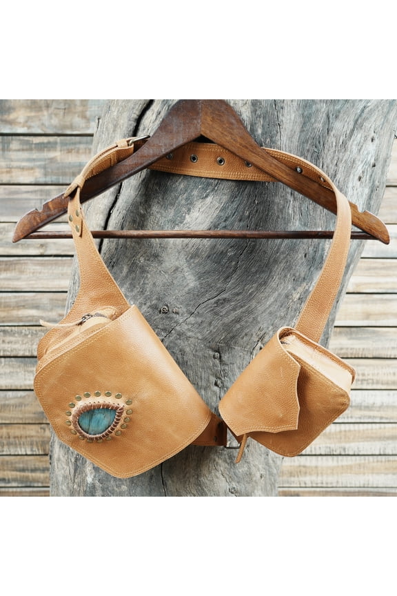 Handmade Leather Waist Belt with Swing Clasp, Adjustable, Light Brown