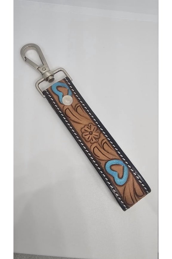 Handmade Leather Wristlet Key Chain Top Grain Leather Key Holder 5 Inch Dual Tone Type four