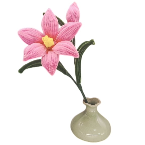 Handmade Lily Artificial Flower - Perfect Gift for Valentine's Day, Easter, Mom's Birthday, or Girlfriend,Faux Plants for Modern Dcor,2.5*4*13IN,1 Pink Lily Packaged(Excluding Vase)