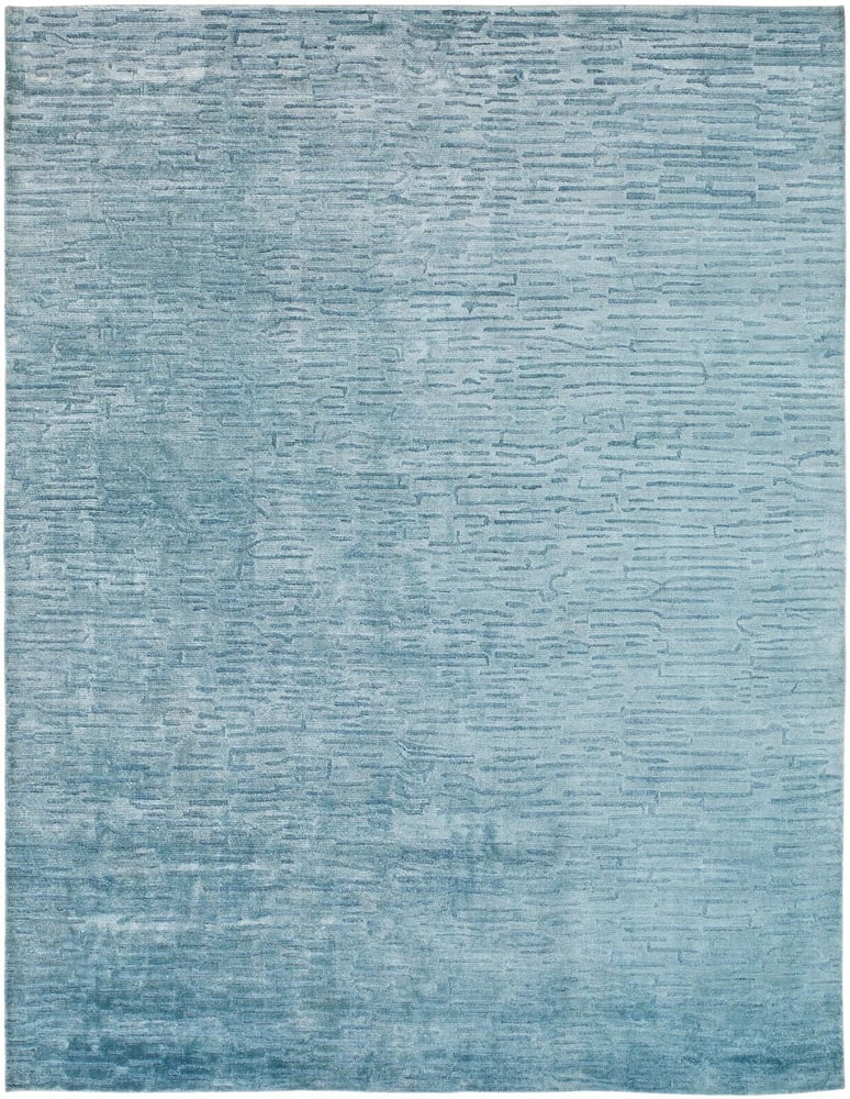 Aegean Blue Handmade Geometric Wool & Viscose Rug 2' x 3'