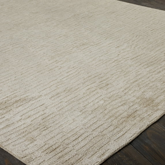Handmade Linear Pattern Area Rug Linen 3'6" x 5'6" 4' x 6'