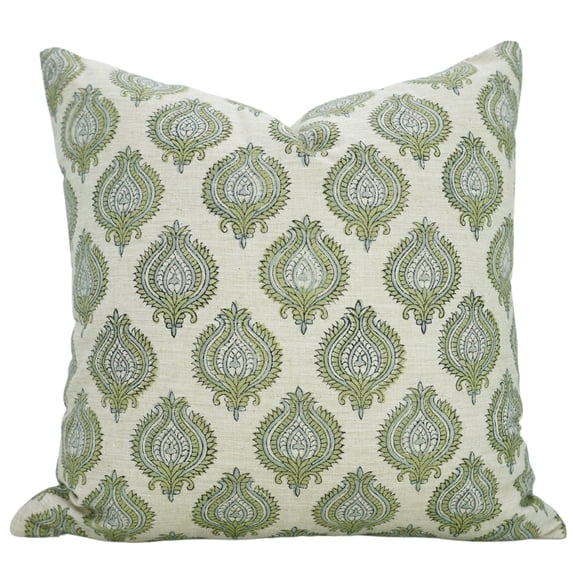 Handmade Linen Blend Pillow Covers , 14"X14", Hand block prints by Fabdivine, Uday