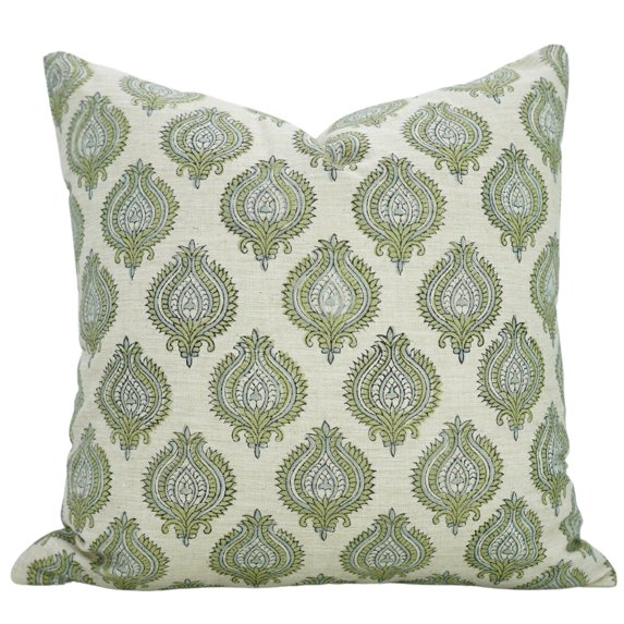 Handmade Linen Blend Pillow Covers , 20"X20", Hand block prints by Fabdivine, Uday
