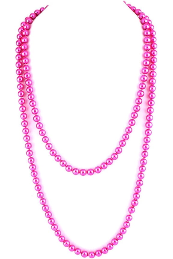 Handmade Long Chain Glass Faux Pearl Necklace for Women Elegant Accessory